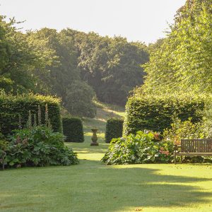 Grey Abbey gardens with estate beyond